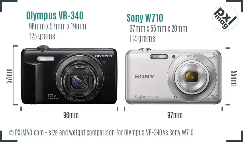 Olympus VR-340 vs Sony W710 size comparison