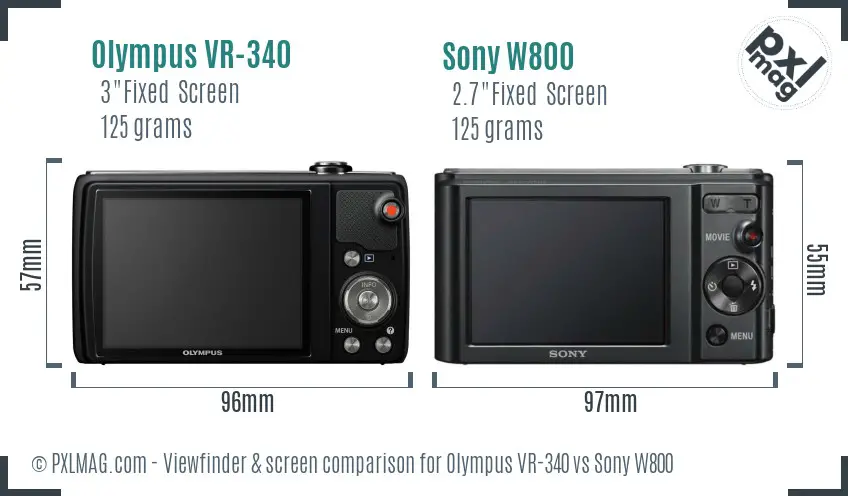 Olympus VR-340 vs Sony W800 Screen and Viewfinder comparison