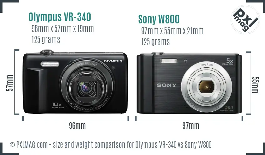 Olympus VR-340 vs Sony W800 size comparison