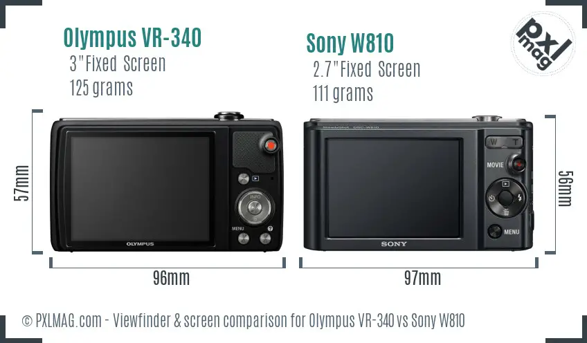 Olympus VR-340 vs Sony W810 Screen and Viewfinder comparison
