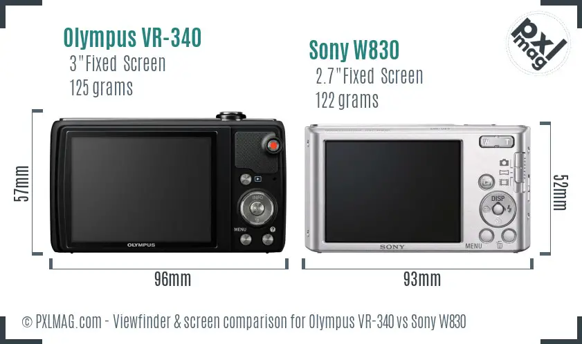 Olympus VR-340 vs Sony W830 Screen and Viewfinder comparison