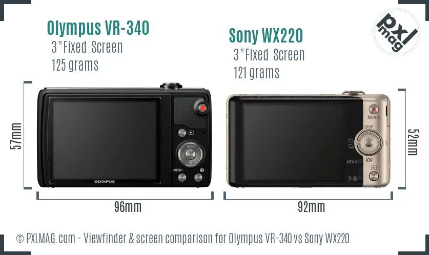 Olympus VR-340 vs Sony WX220 Screen and Viewfinder comparison