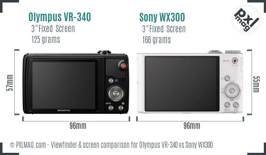 Olympus VR-340 vs Sony WX300 Screen and Viewfinder comparison