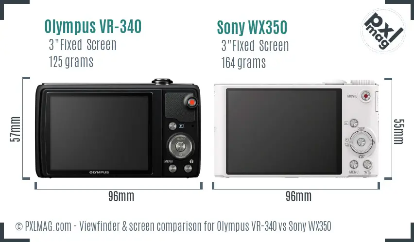 Olympus VR-340 vs Sony WX350 Screen and Viewfinder comparison
