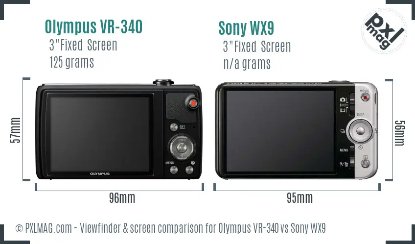 Olympus VR-340 vs Sony WX9 Screen and Viewfinder comparison Olympus VR-340 vs Sony WX9 Screen and Viewfinder comparison