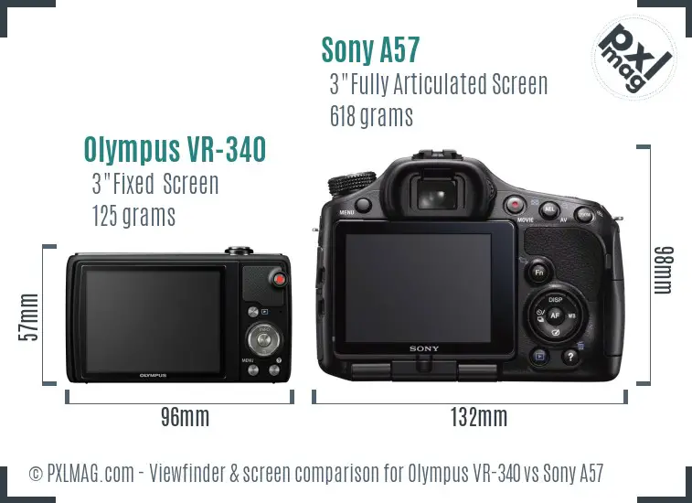 Olympus VR-340 vs Sony A57 Screen and Viewfinder comparison