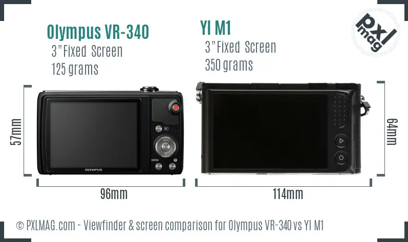 Olympus VR-340 vs YI M1 Screen and Viewfinder comparison