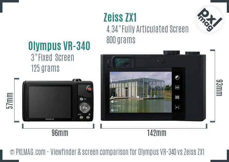 Olympus VR-340 vs Zeiss ZX1 Screen and Viewfinder comparison