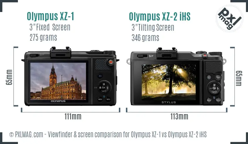 Olympus XZ-1 vs Olympus XZ-2 iHS Screen and Viewfinder comparison