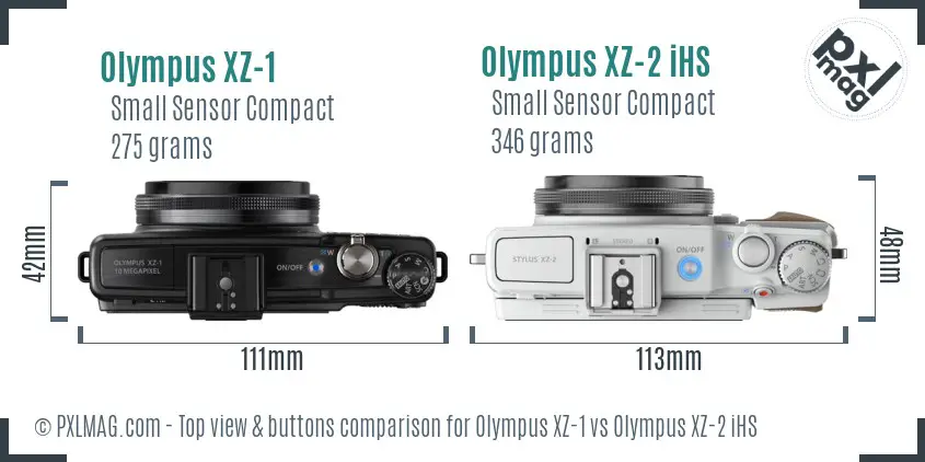 Olympus XZ-1 vs Olympus XZ-2 iHS top view buttons comparison