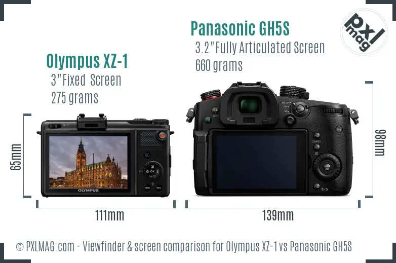 Olympus XZ-1 vs Panasonic GH5S Screen and Viewfinder comparison