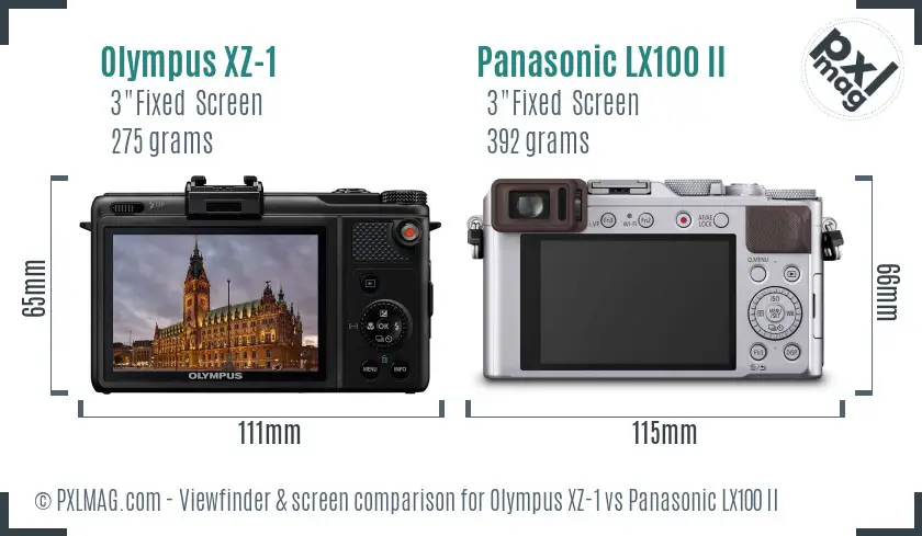 Olympus XZ-1 vs Panasonic LX100 II Screen and Viewfinder comparison