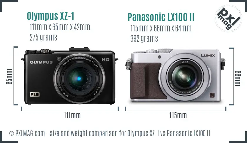 Olympus XZ-1 vs Panasonic LX100 II size comparison
