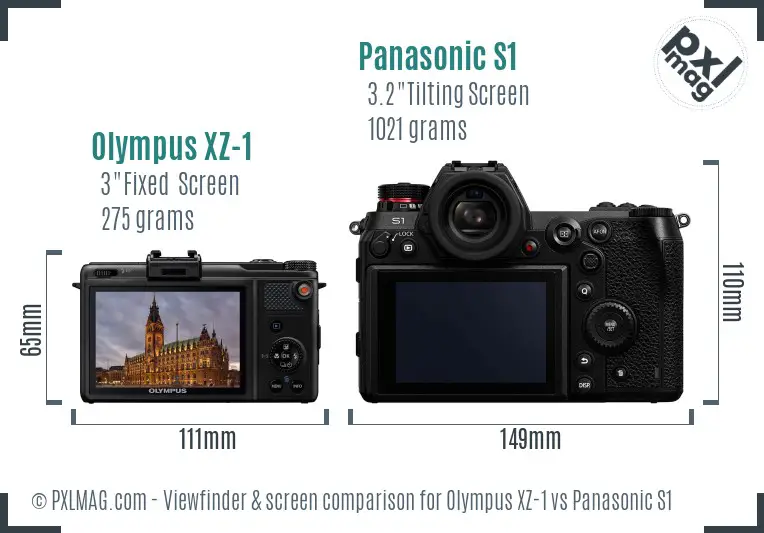 Olympus XZ-1 vs Panasonic S1 Screen and Viewfinder comparison