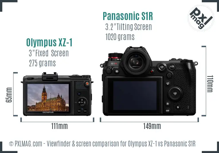 Olympus XZ-1 vs Panasonic S1R Screen and Viewfinder comparison