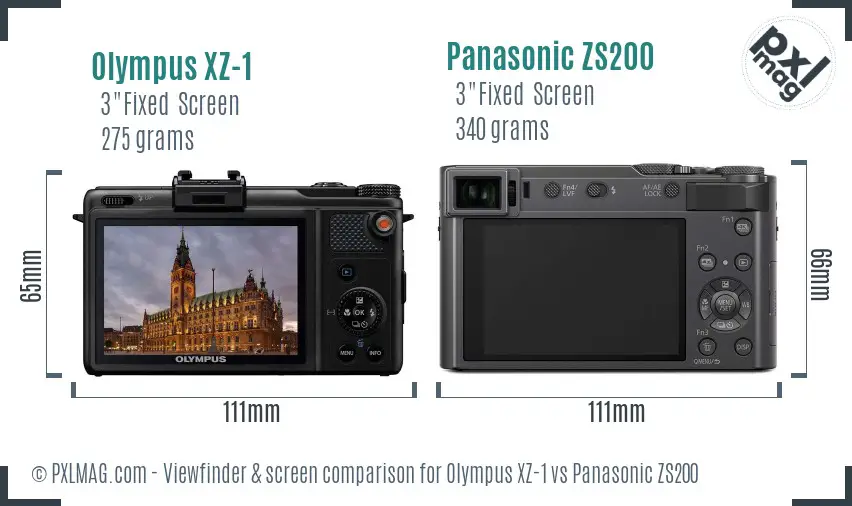 Olympus XZ-1 vs Panasonic ZS200 Screen and Viewfinder comparison
