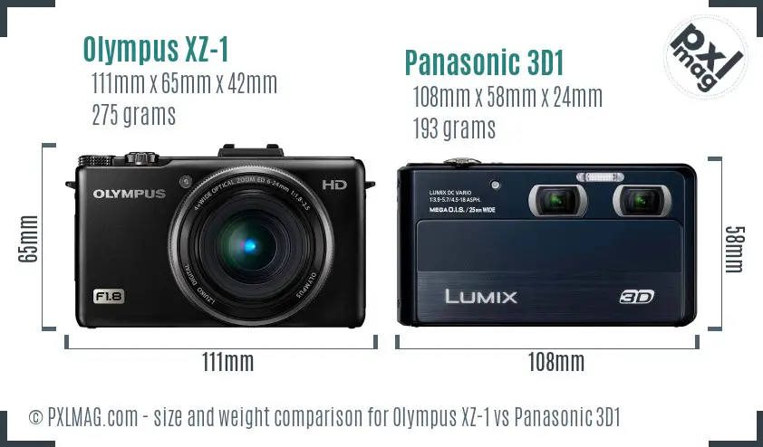 Olympus XZ-1 vs Panasonic 3D1 size comparison