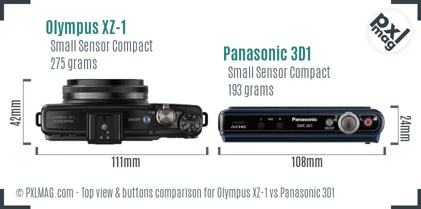 Olympus XZ-1 vs Panasonic 3D1 top view buttons comparison