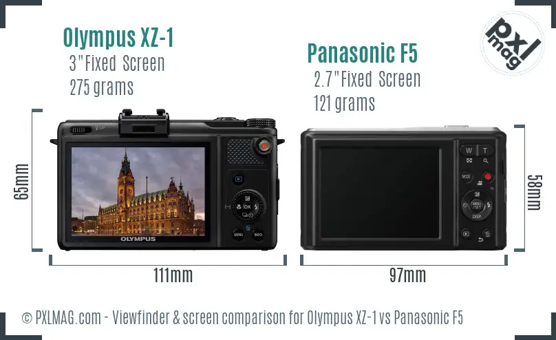 Olympus XZ-1 vs Panasonic F5 Screen and Viewfinder comparison