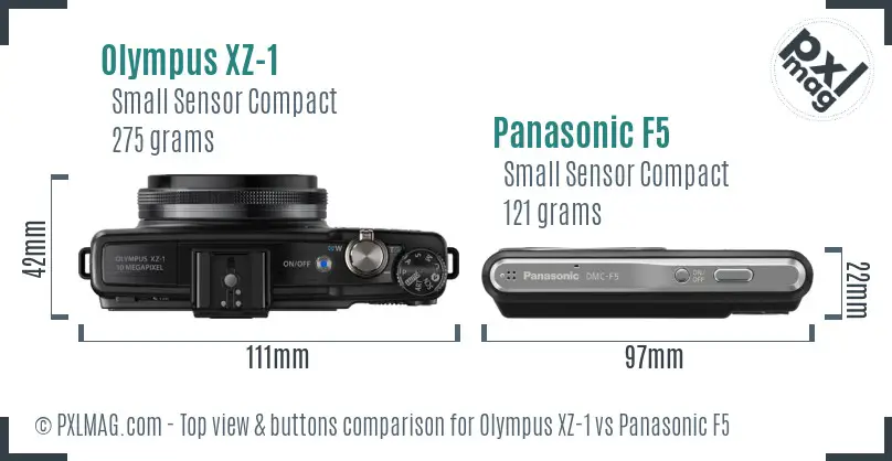 Olympus XZ-1 vs Panasonic F5 top view buttons comparison