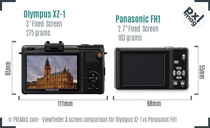 Olympus XZ-1 vs Panasonic FH1 Screen and Viewfinder comparison