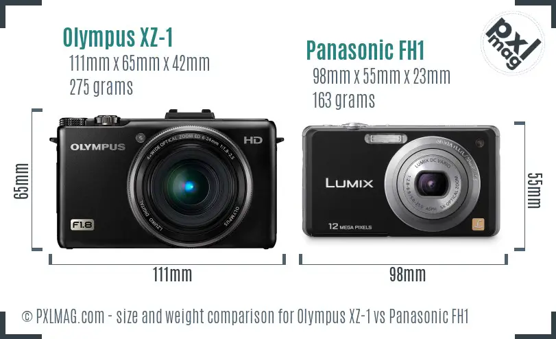 Olympus XZ-1 vs Panasonic FH1 size comparison