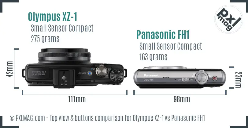 Olympus XZ-1 vs Panasonic FH1 top view buttons comparison