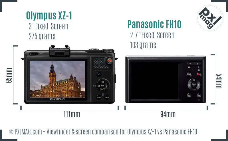 Olympus XZ-1 vs Panasonic FH10 Screen and Viewfinder comparison