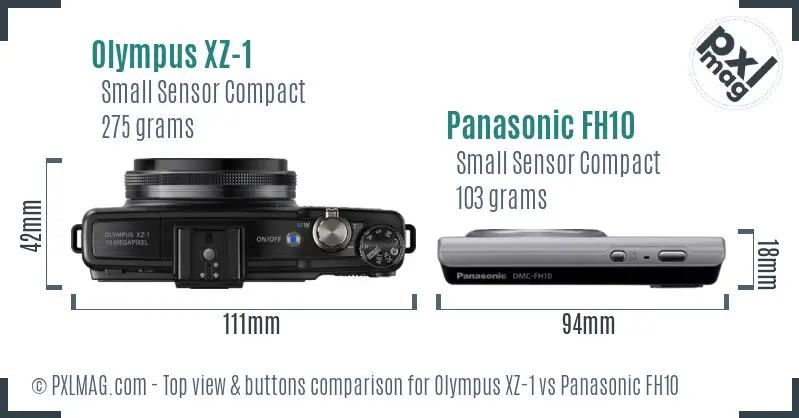 Olympus XZ-1 vs Panasonic FH10 top view buttons comparison