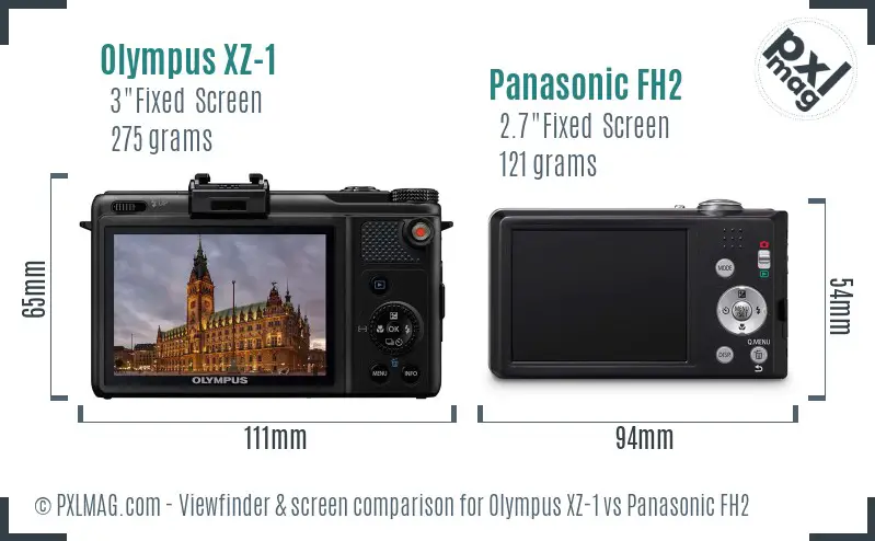 Olympus XZ-1 vs Panasonic FH2 Screen and Viewfinder comparison