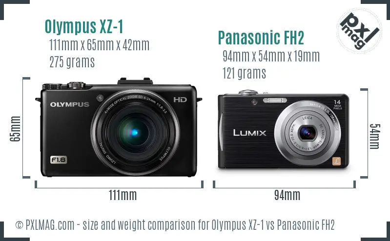 Olympus XZ-1 vs Panasonic FH2 size comparison