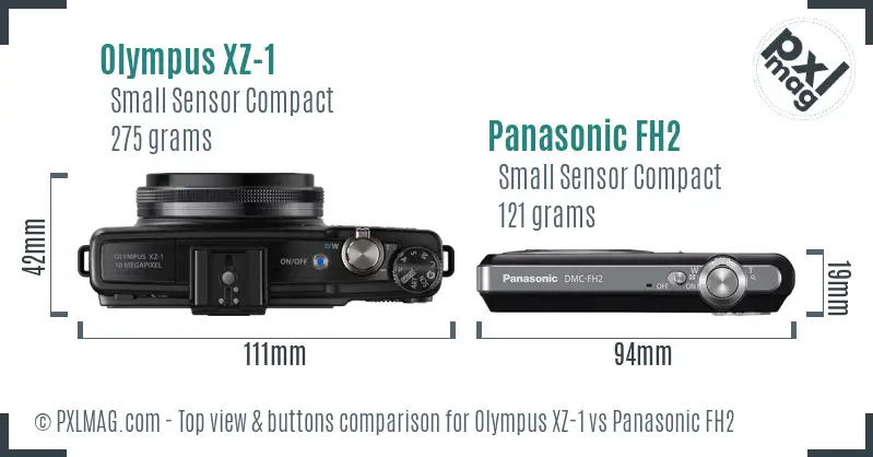 Olympus XZ-1 vs Panasonic FH2 top view buttons comparison