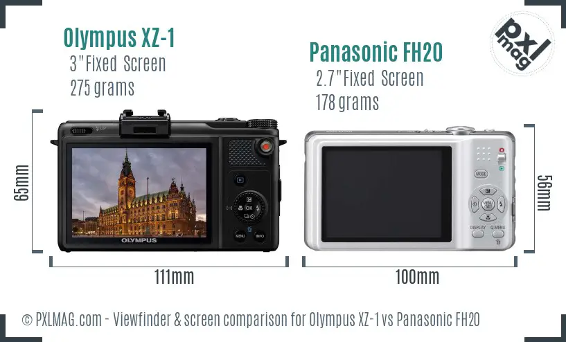 Olympus XZ-1 vs Panasonic FH20 Screen and Viewfinder comparison