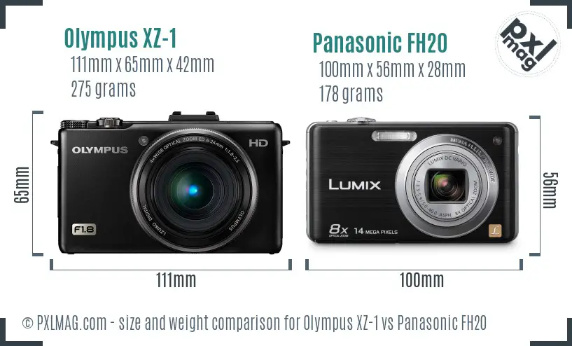 Olympus XZ-1 vs Panasonic FH20 size comparison