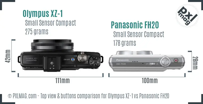 Olympus XZ-1 vs Panasonic FH20 top view buttons comparison
