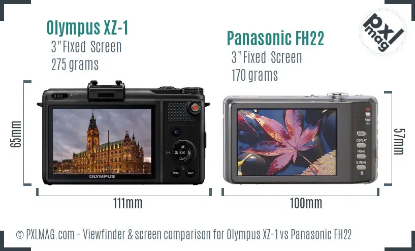 Olympus XZ-1 vs Panasonic FH22 Screen and Viewfinder comparison