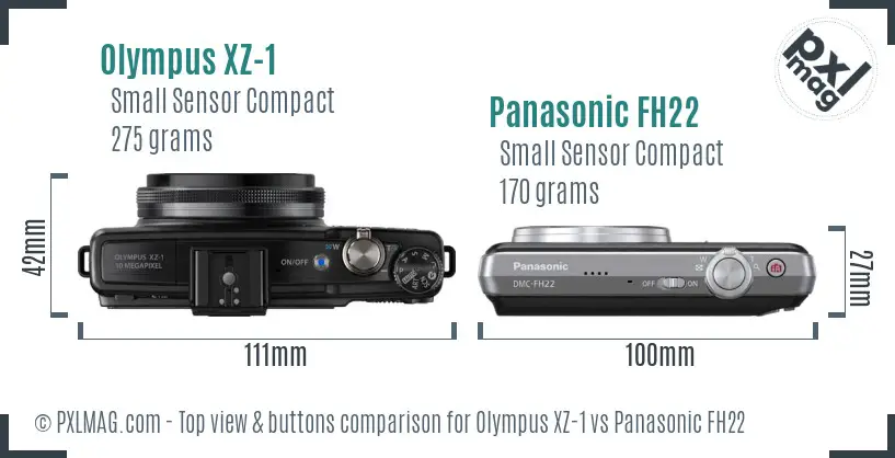 Olympus XZ-1 vs Panasonic FH22 top view buttons comparison