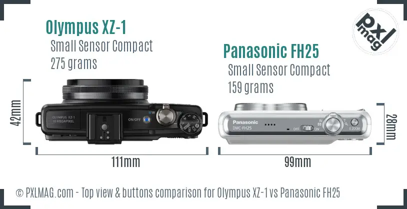 Olympus XZ-1 vs Panasonic FH25 top view buttons comparison