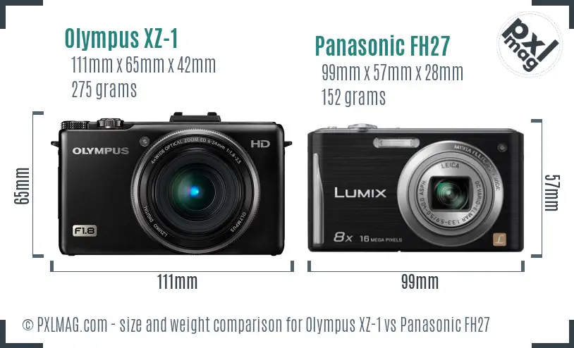 Olympus XZ-1 vs Panasonic FH27 size comparison