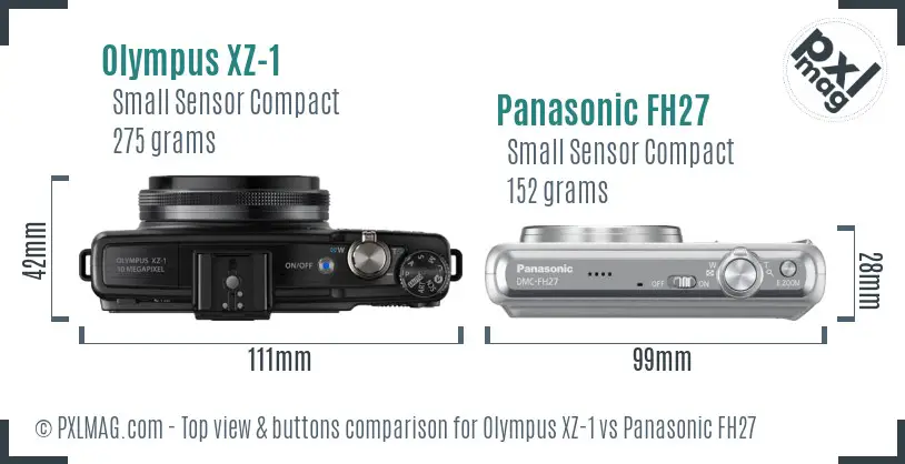 Olympus XZ-1 vs Panasonic FH27 top view buttons comparison