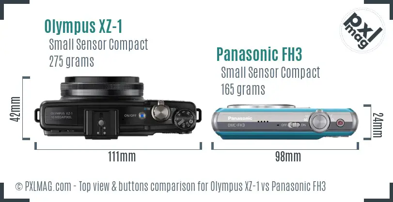 Olympus XZ-1 vs Panasonic FH3 top view buttons comparison