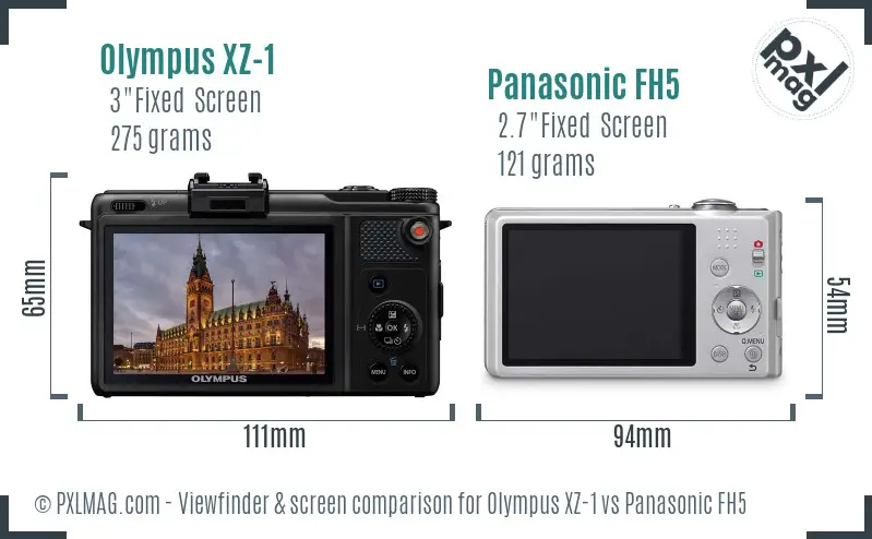 Olympus XZ-1 vs Panasonic FH5 Screen and Viewfinder comparison
