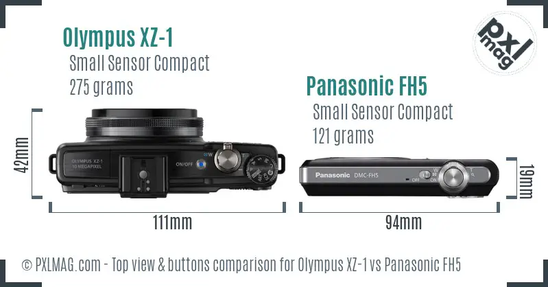 Olympus XZ-1 vs Panasonic FH5 top view buttons comparison