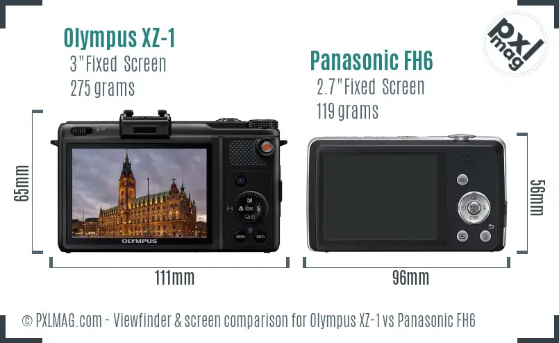 Olympus XZ-1 vs Panasonic FH6 Screen and Viewfinder comparison