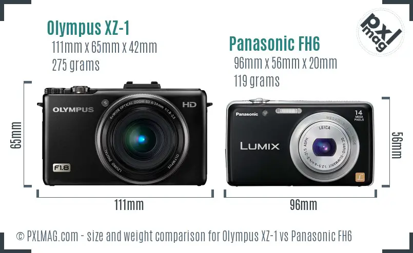 Olympus XZ-1 vs Panasonic FH6 size comparison