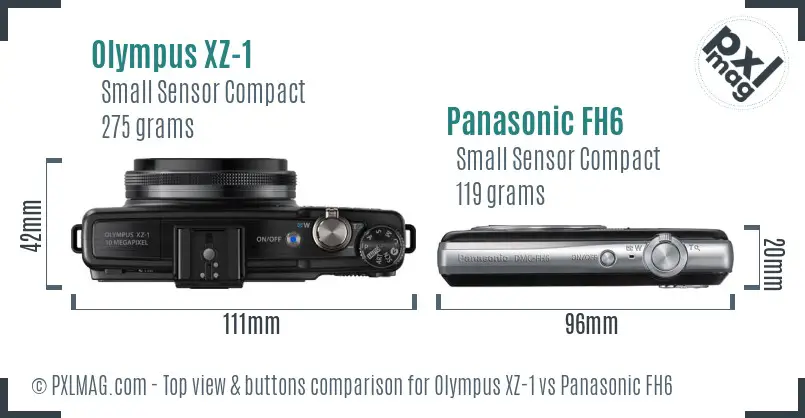 Olympus XZ-1 vs Panasonic FH6 top view buttons comparison