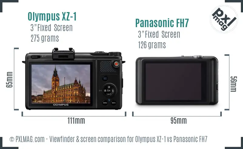 Olympus XZ-1 vs Panasonic FH7 Screen and Viewfinder comparison