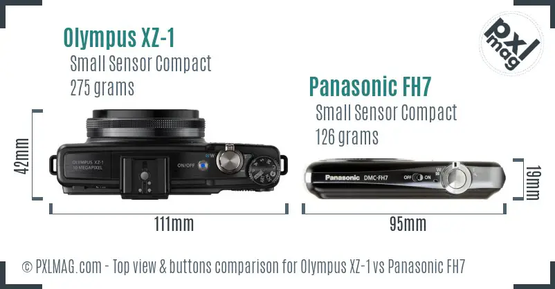 Olympus XZ-1 vs Panasonic FH7 top view buttons comparison