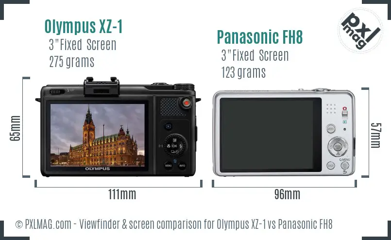 Olympus XZ-1 vs Panasonic FH8 Screen and Viewfinder comparison