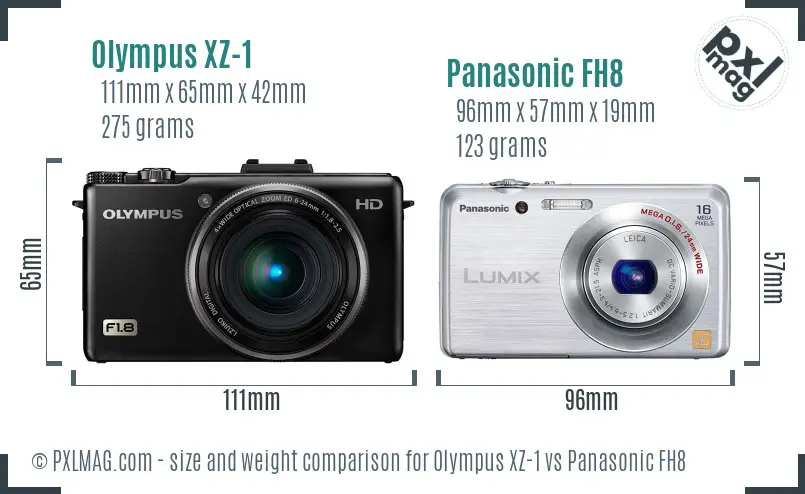 Olympus XZ-1 vs Panasonic FH8 size comparison
